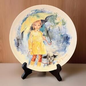 Vintage Limoges Collectible Plate Christiane et FiFi Paul Durand Girl Dog 1980